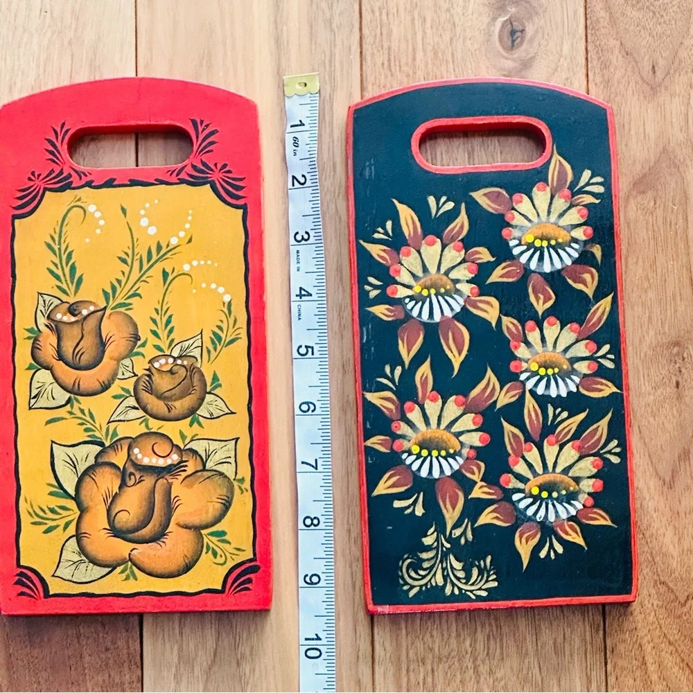 Decorative Cutting Boards Vintage Hand Painted Floral Set of 2